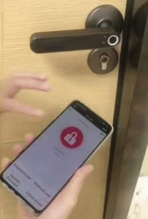 open door with mobile phone