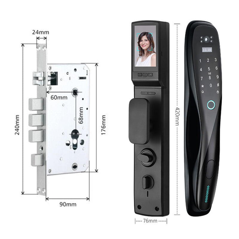 Smart Door Lock Camera Fingerprint Wifi size with Mobile App Camera Door Lock and Fingerprint Door Lock